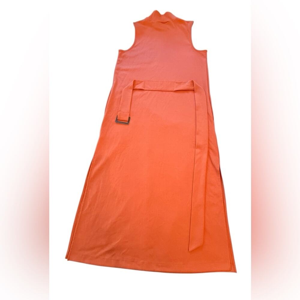 Prologue Calm Orange Sleeveless Mock-Neck Belted Dress with Pockets Size Small - Picture 13 of 16